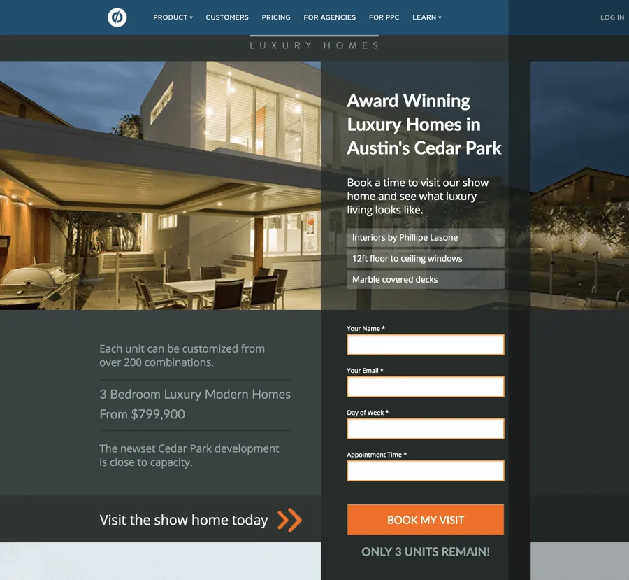 Landing Page for real estate leads